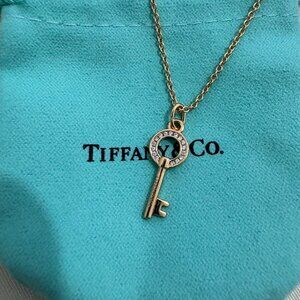 Tiffany & Co 18kt Key Shaped Diamond Necklace